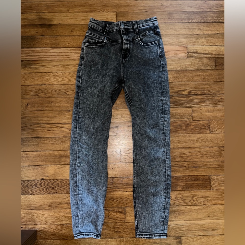 Black high waisted washed skinny jeans